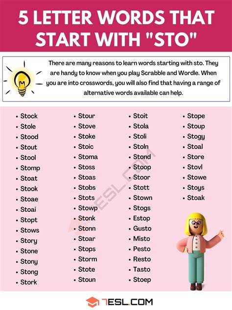 5 letter words start with sto|5 Letter Words Starting with STO